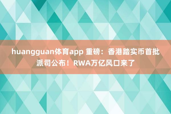 huangguan体育app 重磅：香港踏实币首批派司公布！RWA万亿风口来了