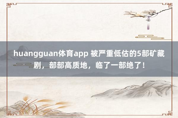 huangguan体育app 被严重低估的5部矿藏剧，部部高质地，临了一部绝了！