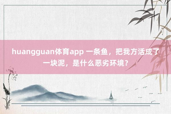 huangguan体育app 一条鱼，把我方活成了一块泥，是什么恶劣环境？