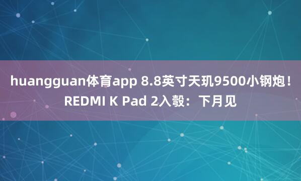 huangguan体育app 8.8英寸天玑9500小钢炮！REDMI K Pad 2入彀：下月见