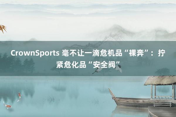 CrownSports 毫不让一滴危机品“裸奔”：拧紧危化品“安全阀”