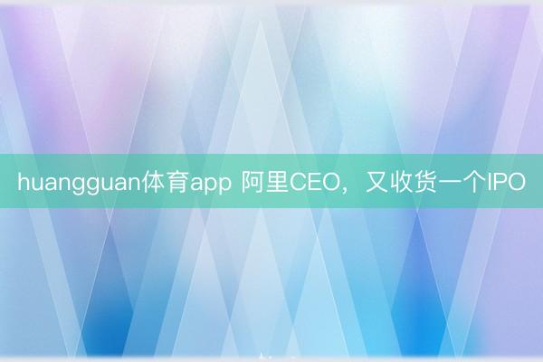 huangguan体育app 阿里CEO，又收货一个IPO