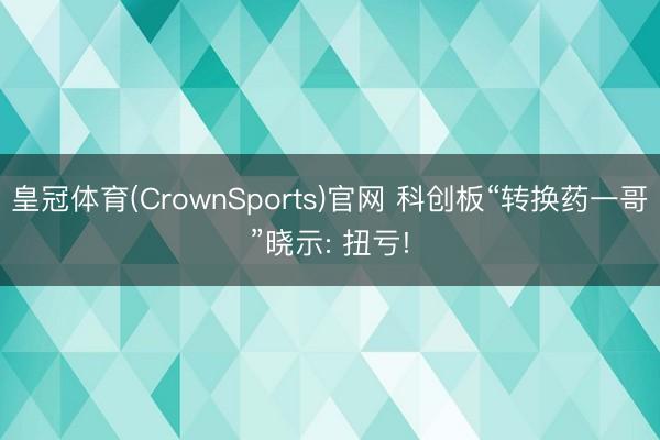 皇冠体育(CrownSports)官网 科创板“转换药一哥”晓示: 扭亏!