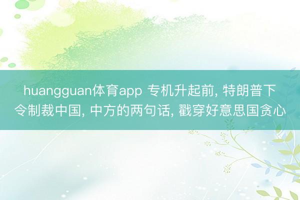 huangguan体育app 专机升起前， 特朗普下令制裁中国， 中方的两句话， 戳穿好意思国贪心