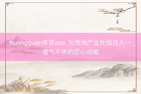 huangguan体育app 为秀洲产业升级注入一语气不休的匠心动能