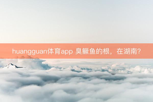 huangguan体育app 臭鳜鱼的根，在湖南?