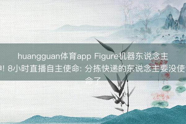 huangguan体育app Figure机器东说念主封神! 8小时直播自主使命: 分拣快递的东说念主要没使命了