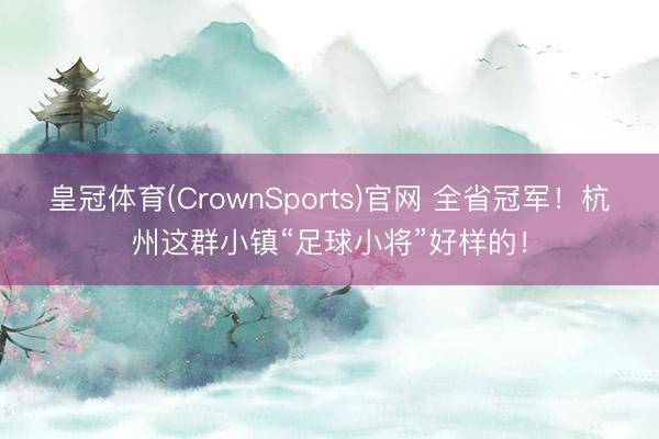皇冠体育(CrownSports)官网 全省冠军！杭州这群小镇“足球小将”好样的！