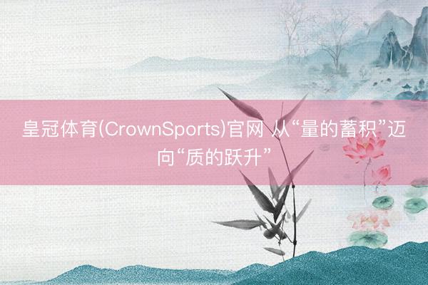 皇冠体育(CrownSports)官网 从“量的蓄积”迈向“质的跃升”