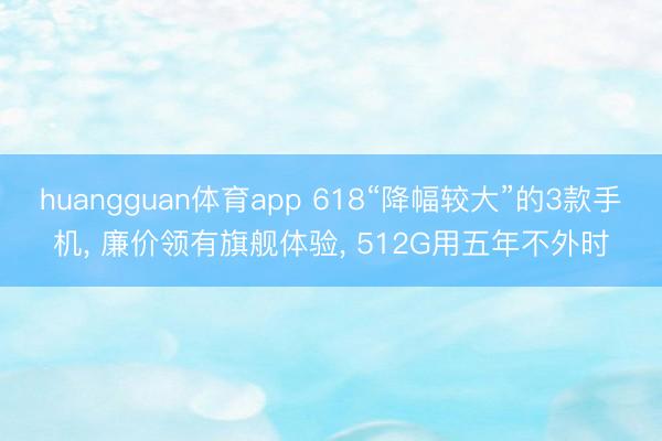 huangguan体育app 618“降幅较大”的3款手机， 廉价领有旗舰体验， 512G用五年不外时
