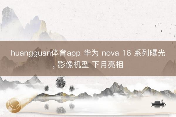 huangguan体育app 华为 nova 16 系列曝光， 影像机型 下月亮相