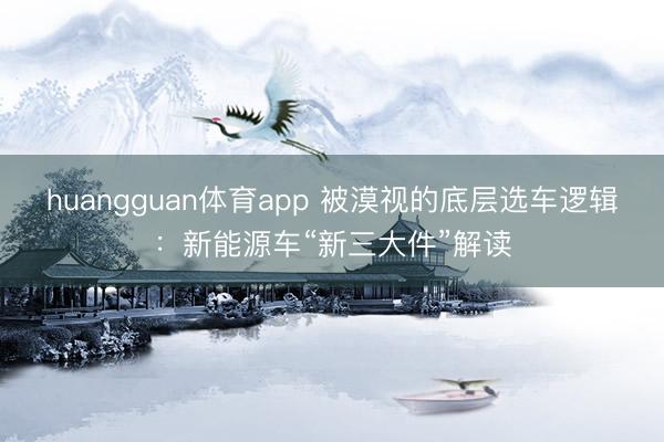 huangguan体育app 被漠视的底层选车逻辑：新能源车“新三大件”解读