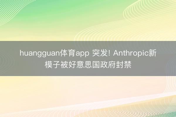 huangguan体育app 突发! Anthropic新模子被好意思国政府封禁