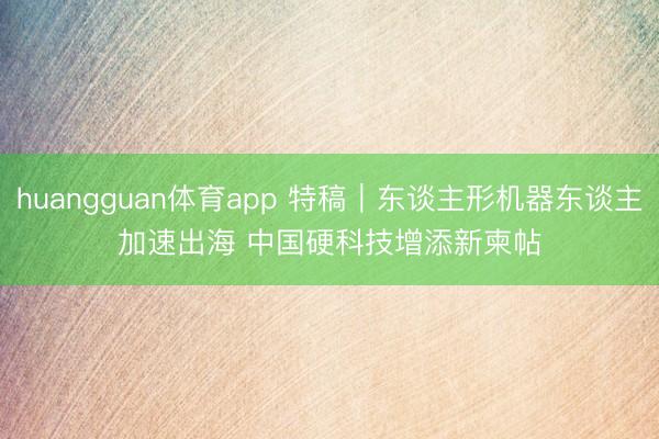 huangguan体育app 特稿｜东谈主形机器东谈主加速出海 中国硬科技增添新柬帖