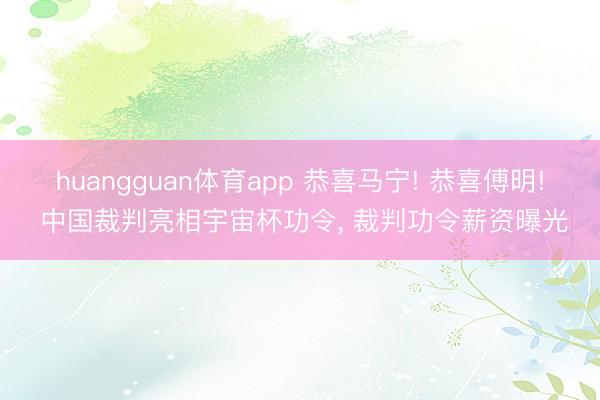 huangguan体育app 恭喜马宁! 恭喜傅明! 中国裁判亮相宇宙杯功令， 裁判功令薪资曝光